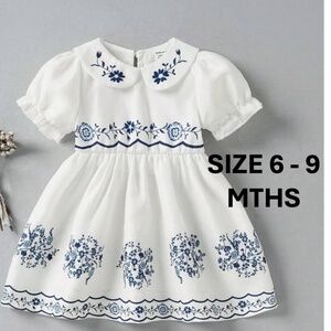SIZE 6 - 9 MTH LIKE NEW Peter Pan Collar Bubble Short Sleeve Floral Print Dress